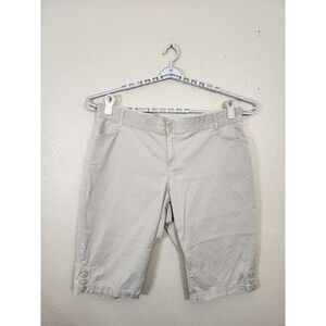 Lane Bryant Capri Pants Khaki Plus Size 24 Button Detail‎ Cotton Blend
